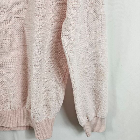 St. Croix Two Tone Texture V-Neck Sweater in Pink - Size L - Picture 5 of 10